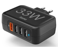 Hama ŁADOWARKA SIECIOWA 33W A 1xQC3.0, 3x USB-A CZARNA - 1318739 - zdjęcie 1